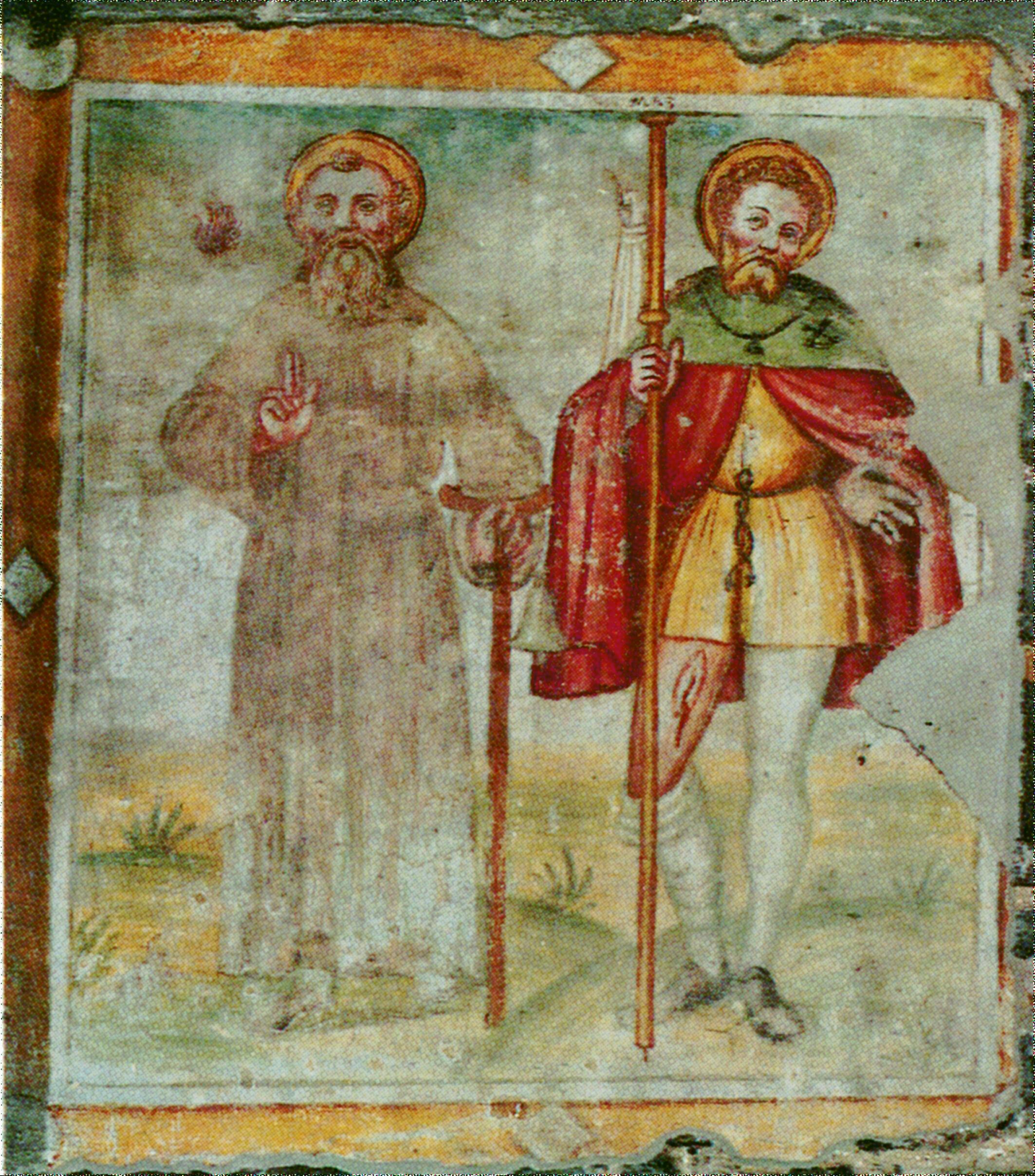 S.Egidio in Fontanella, affresco con le figure di sant'Antonio abate e san Rocco (1532)